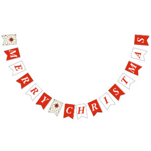 Christmas Ladybug Red and White Merry Christmas Bunting