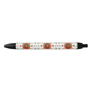 Christmas Ladybug Red Green and White Black Ink Pen