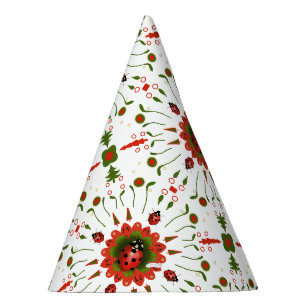 Christmas Ladybug Red Green White Party Hat
