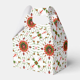 Christmas Ladybug Red White Green Paper Favour Box