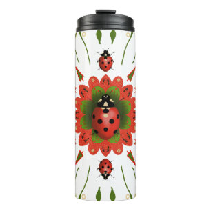 Christmas Ladybug Red White Green Thermal Tumbler