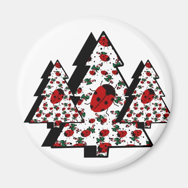Christmas Ladybug Tree Magnet (Front)