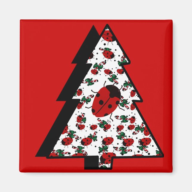 Christmas Ladybug Tree Magnet (Front)