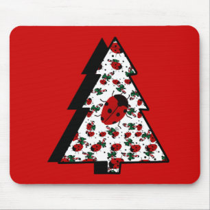 Christmas Ladybug Tree Mouse Pad