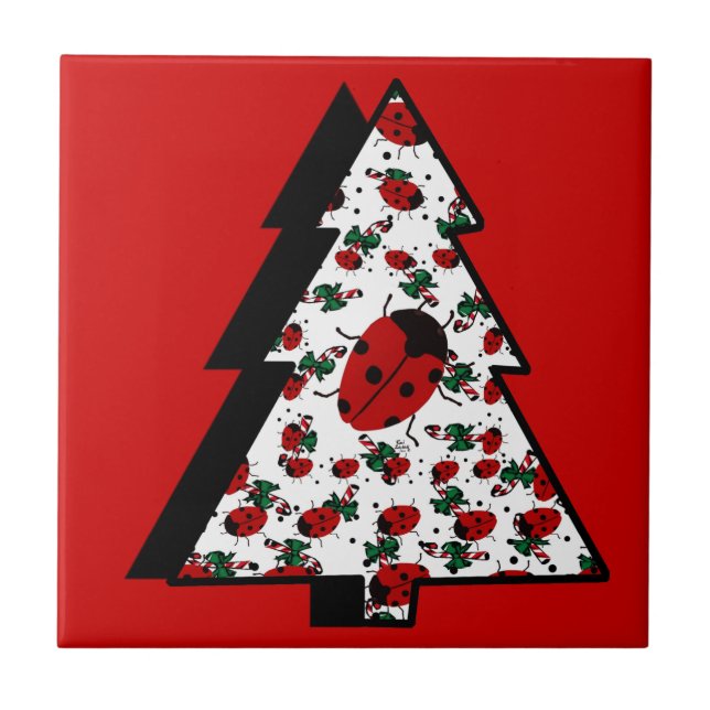 CHRISTMAS LADYBUGS CERAMIC TILE (Front)