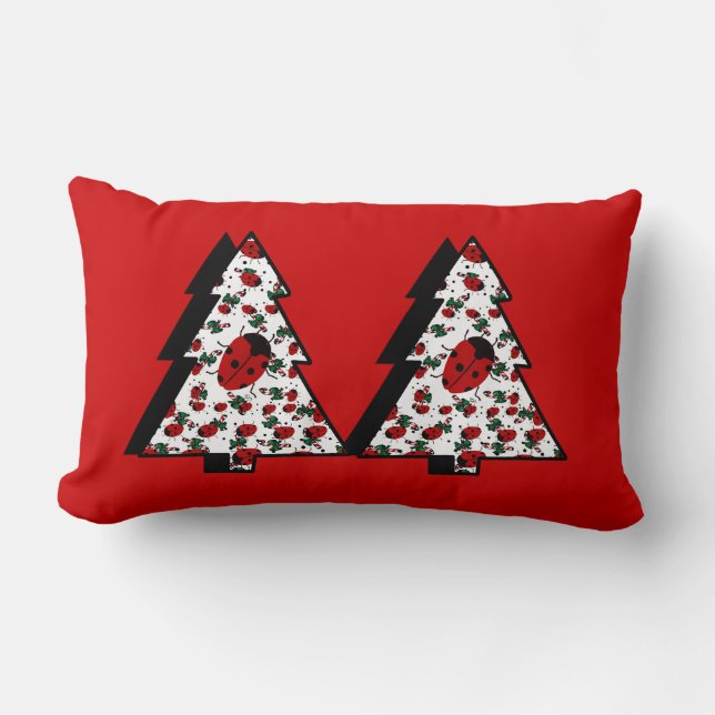 CHRISTMAS LADYBUGS LUMBAR CUSHION (Front)