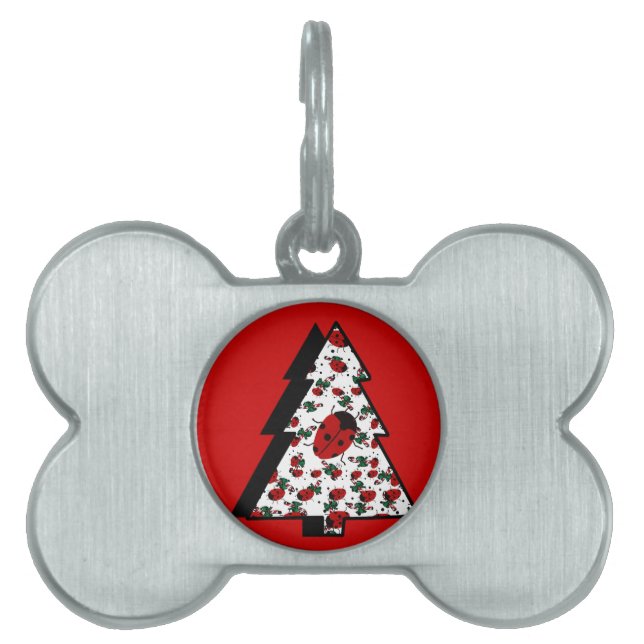 CHRISTMAS LADYBUGS PET NAME TAG (Front)