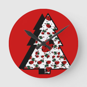 CHRISTMAS LADYBUGS ROUND CLOCK