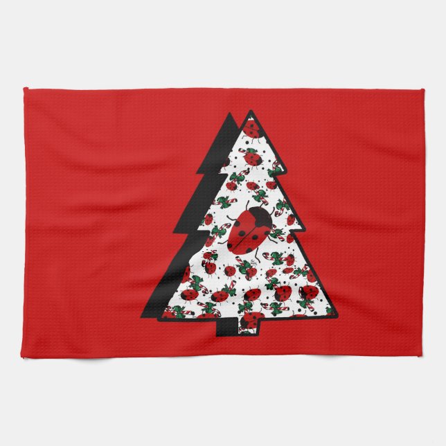 CHRISTMAS LADYBUGS TEA TOWEL (Horizontal)
