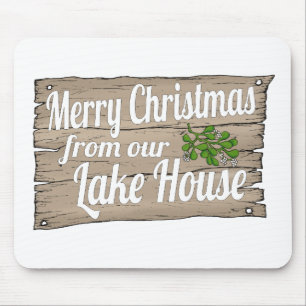 christmas lake house mouse pad