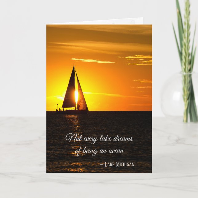Christmas Lake Michigan Sunset Card (Front)