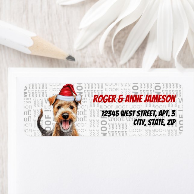 Christmas Lakeland Terrier Dog Return Address Return Address Label (Insitu)