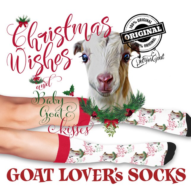 Christmas LaMancha Baby Goat Wishes Socks (Creator Uploaded)