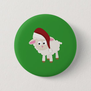 Christmas Lamb 6 Cm Round Badge