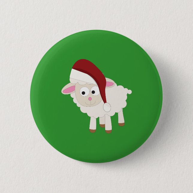 Christmas Lamb 6 Cm Round Badge (Front)