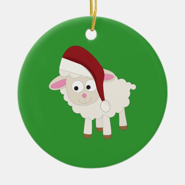 Christmas Lamb Ceramic Ornament (Front)
