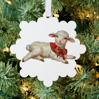 Christmas lamb tree decoration card