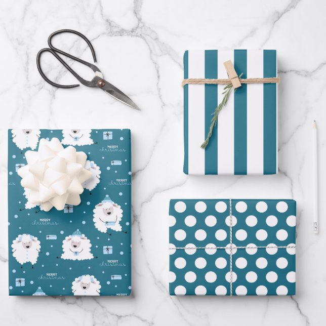 Christmas Lamb Wrapping Sheet Set of 3 (Front)