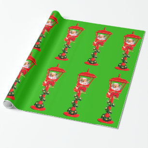 Christmas Lamp Post Red Wrapping Paper