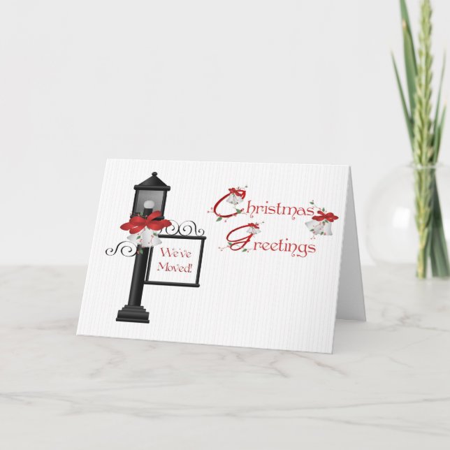 Christmas Lamppost Address Change Greeting Holiday Card (Front)