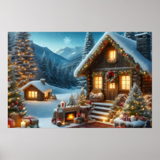 Christmas landscape poster