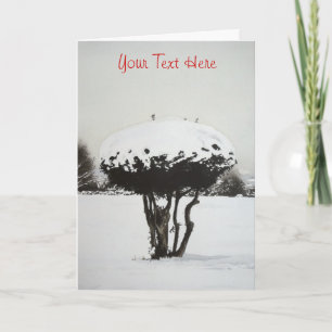 Christmas landscape snow scene original art holiday card