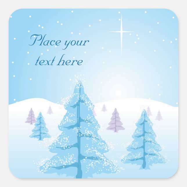 Christmas Landscape Square Sticker (Front)
