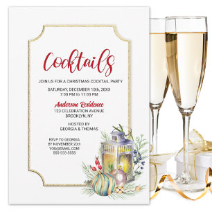 Christmas Lantern Cocktail Party Invitation