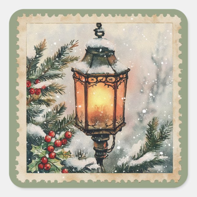 Christmas lantern  square sticker (Front)