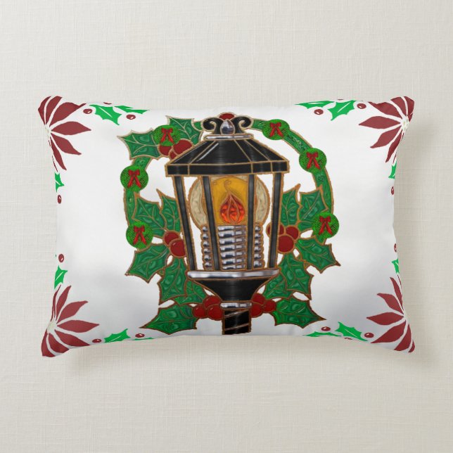 Christmas Lantern Stain Glass Art Deco Decorative Cushion (Front)