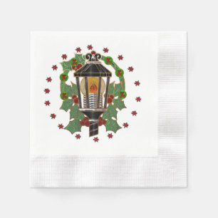 Christmas Lantern Stain Glass Art Deco Napkin