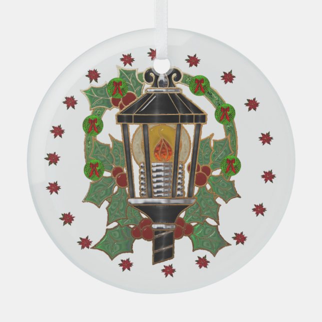 Christmas Lantern Stain Glass Glass Tree Decoration (Front)