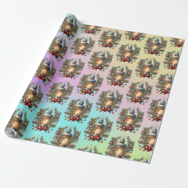 Christmas lantern wrapping paper (Unrolled)