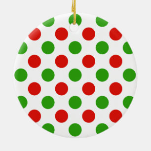 Christmas Large Polka Dot Pattern Ceramic Ornament