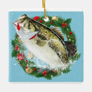 Christmas Largemouth Bass Ceramic Ornament