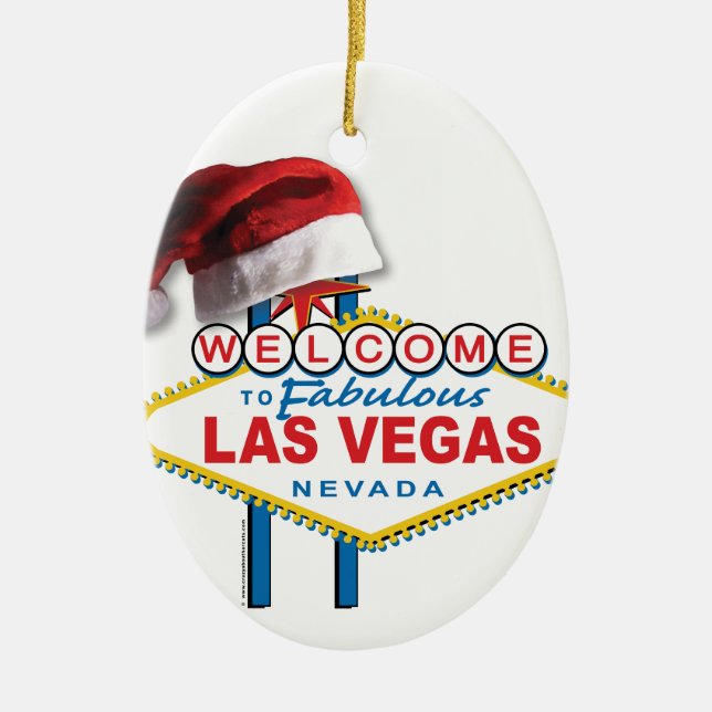 Christmas Las Vegas Sign Ceramic Ornament (Front)