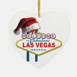 Christmas Las Vegas Sign Ceramic Ornament