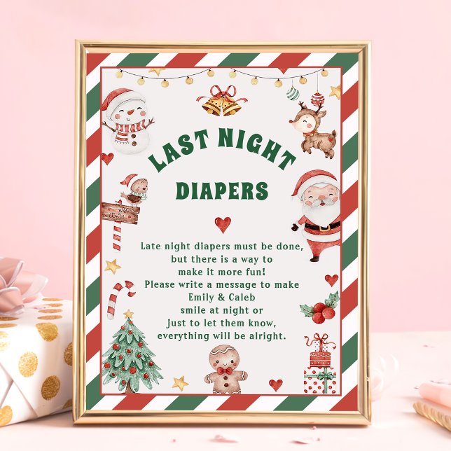 Christmas"Last Night Diapers"Baby Shower Game Card Poster (Creator Uploaded)