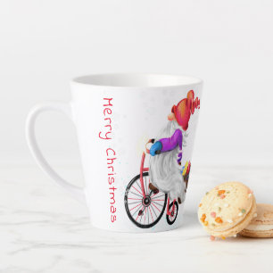 Christmas Latte Mug Gift Gnome with Bike and Gifts