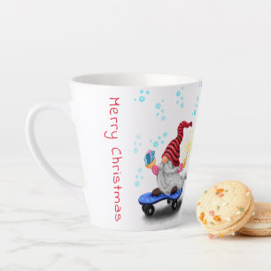 Christmas Latte Mug Gift Skater Gnome with Gifts