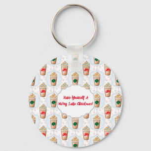 Christmas Latte Ogee Snowflake Pattern Key Ring