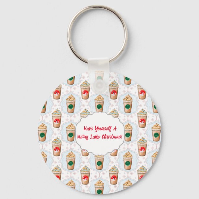 Christmas Latte Ogee Snowflake Pattern Key Ring (Front)