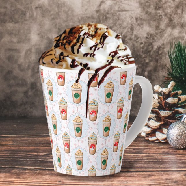 Christmas Latte Ogee Snowflake Pattern  Latte Mug (Creator Uploaded)