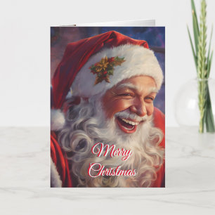Christmas Laughing Santa Claus Holiday Card