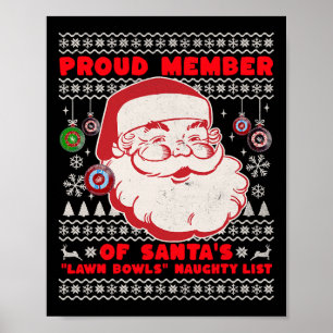 Christmas Lawn Bowls Idea For Men And Santas Xmas  Poster