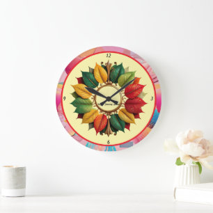 "Christmas Leafy Magic" Large Clock