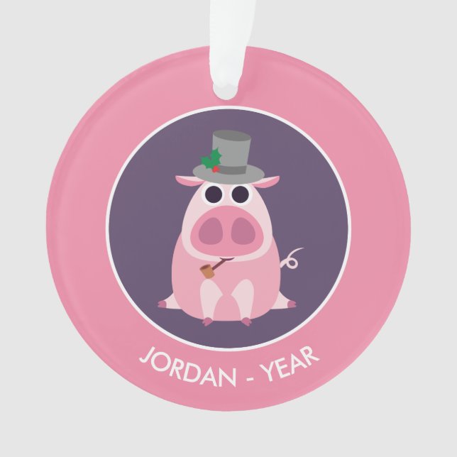 Christmas Leary the Pig Ornament (Front)
