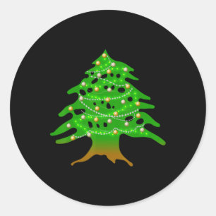Christmas Lebanese Tree Lebanon Flag Christmas Ced Classic Round Sticker