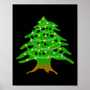 Christmas Lebanese Tree Lebanon Flag Christmas Ced Poster
