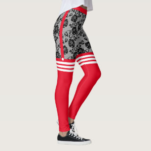 Christmas Leggings Santa Faux Roses Lace OTK Socks